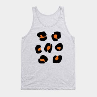 Large, Orange and Black, Leopard Spots Pack on Grey Tank Top